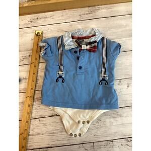 Little Lad Baby One Piece Romper Outfit Size 3-6M Blue White Cotton Outerwear